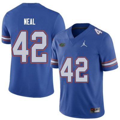 Men's Florida Gators #42 Keanu Neal NCAA Jordan Brand Royal Authentic Stitched College Football Jersey CYP1062QG